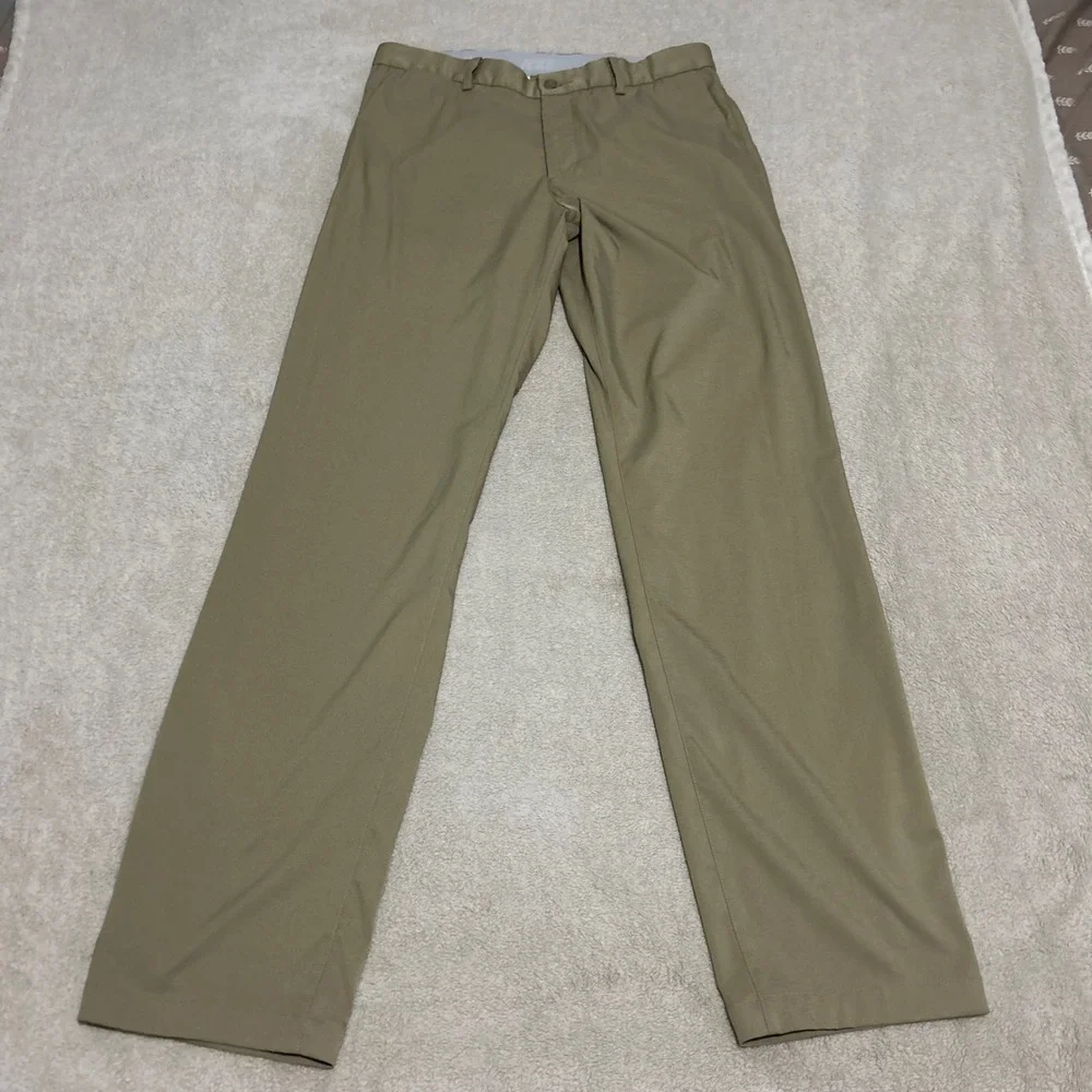 Nike Performance Golf Pants Mens 34 32 Khaki‎ Flat Front Straight Leg Athletic